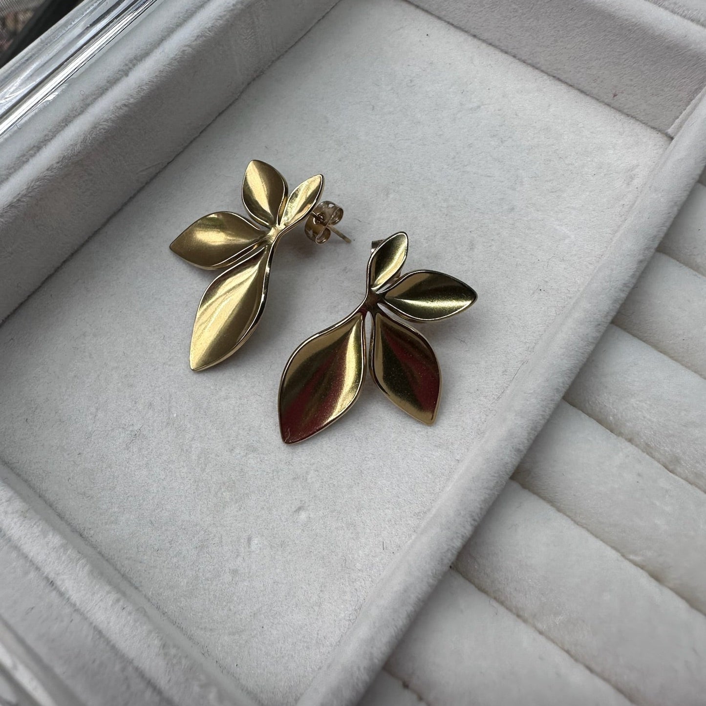 Gold Tone Petal Earrings