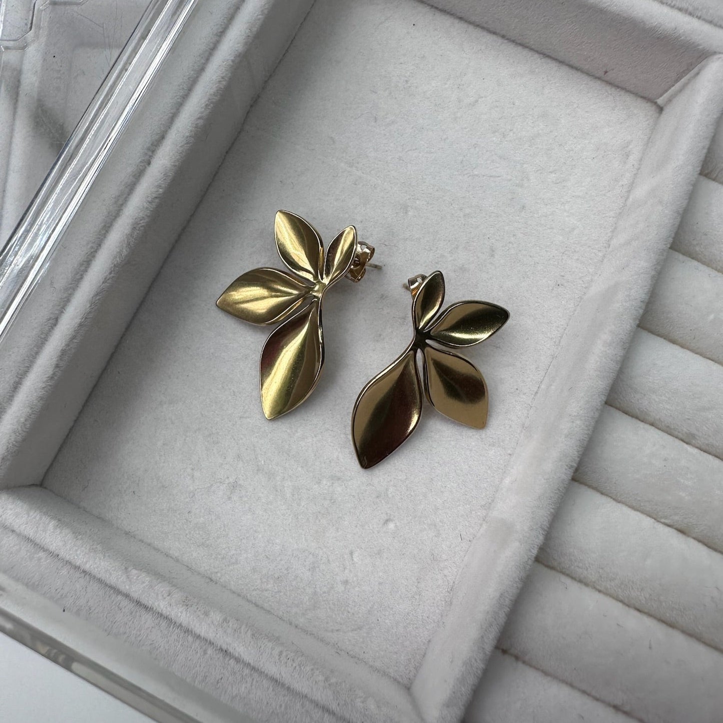 Gold Tone Petal Earrings