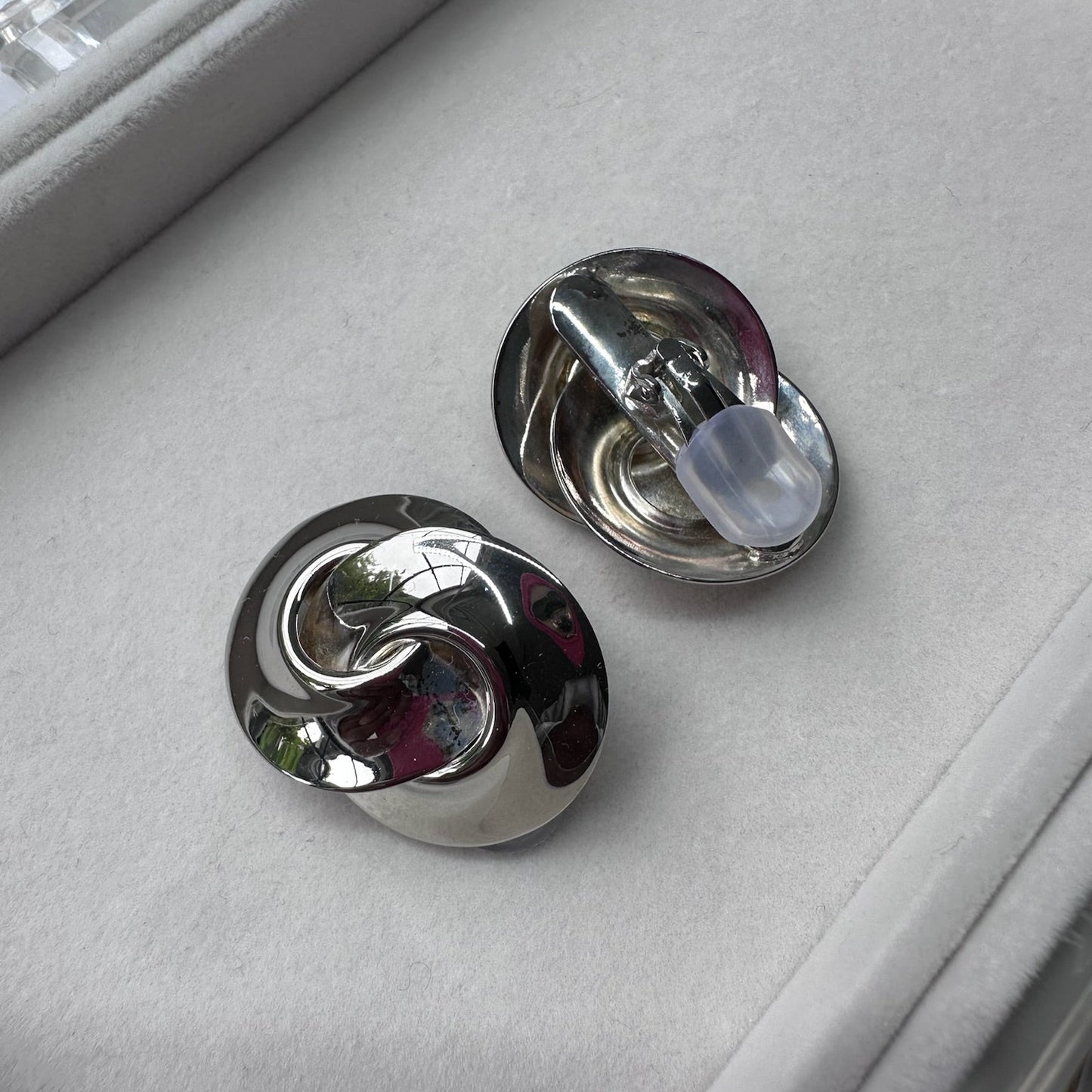 Silver Tone Swirl Clip-On Earrings
