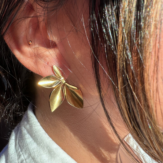 Gold Tone Petal Earrings