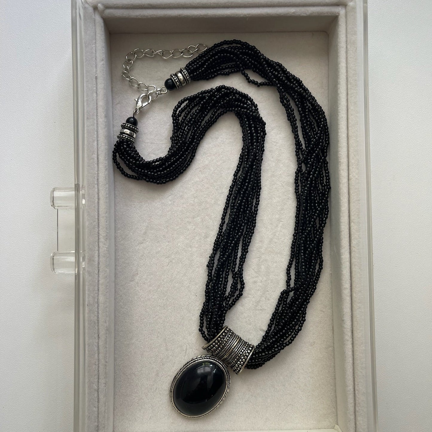 Vintage Art Deco Oval Pendant Necklace