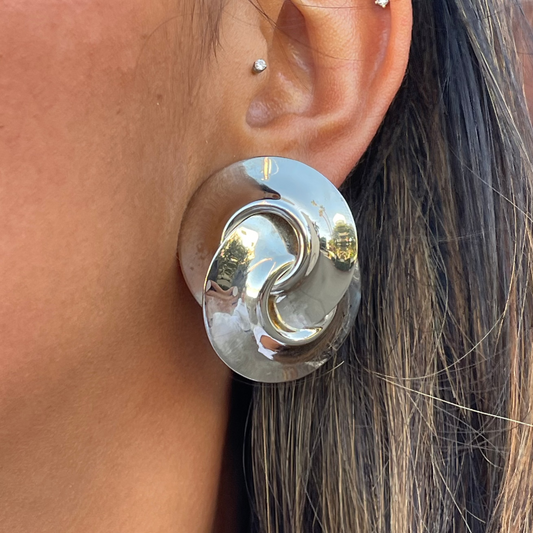 Silver Tone Swirl Clip-On Earrings