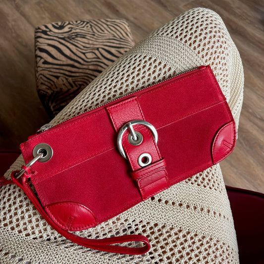 Red Genuine Leather Wristlet