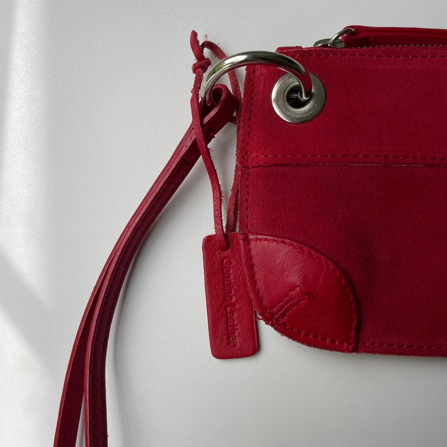 Red Genuine Leather Wristlet