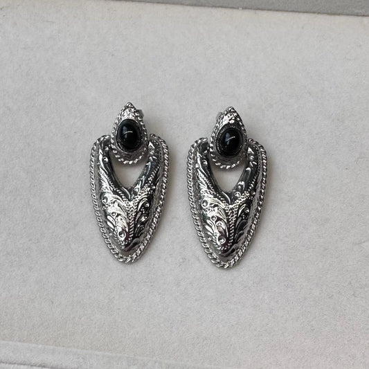 Silver Tone Western Earrings