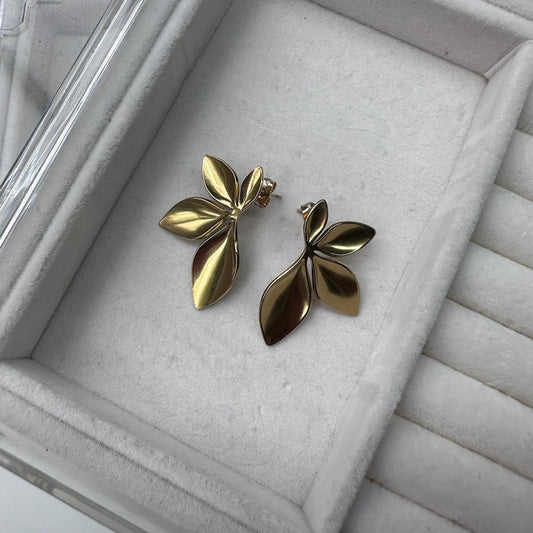 Gold Tone Petal Earrings