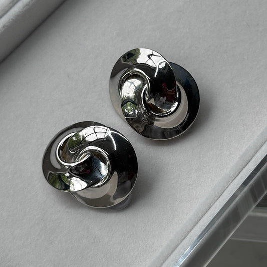 Silver Tone Swirl Earrings