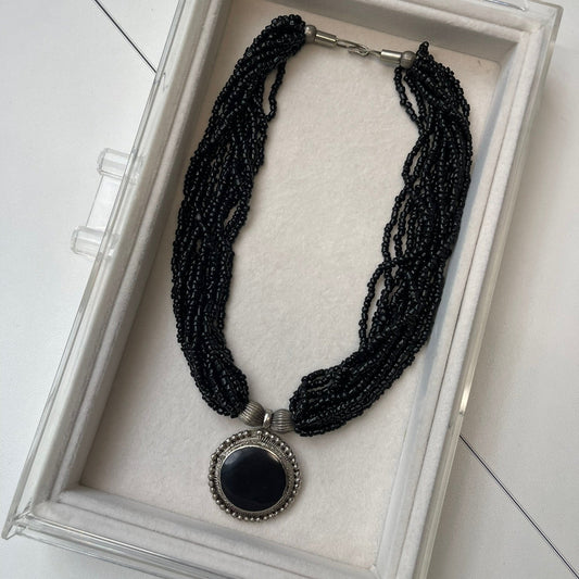Vintage Art Deco Round Pendant Necklace