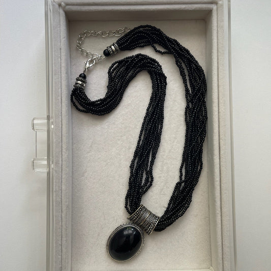 Vintage Art Deco Oval Pendant Necklace